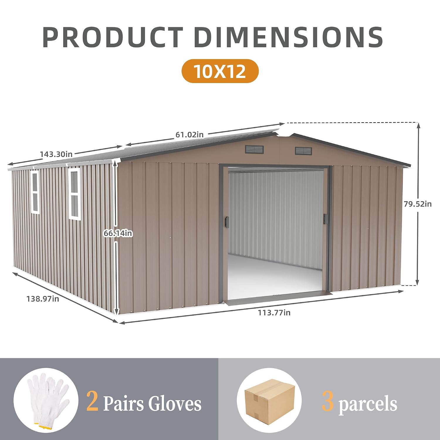 10x12 FT Outdoor Storage Shed, - Gardening Tools recension och pris
