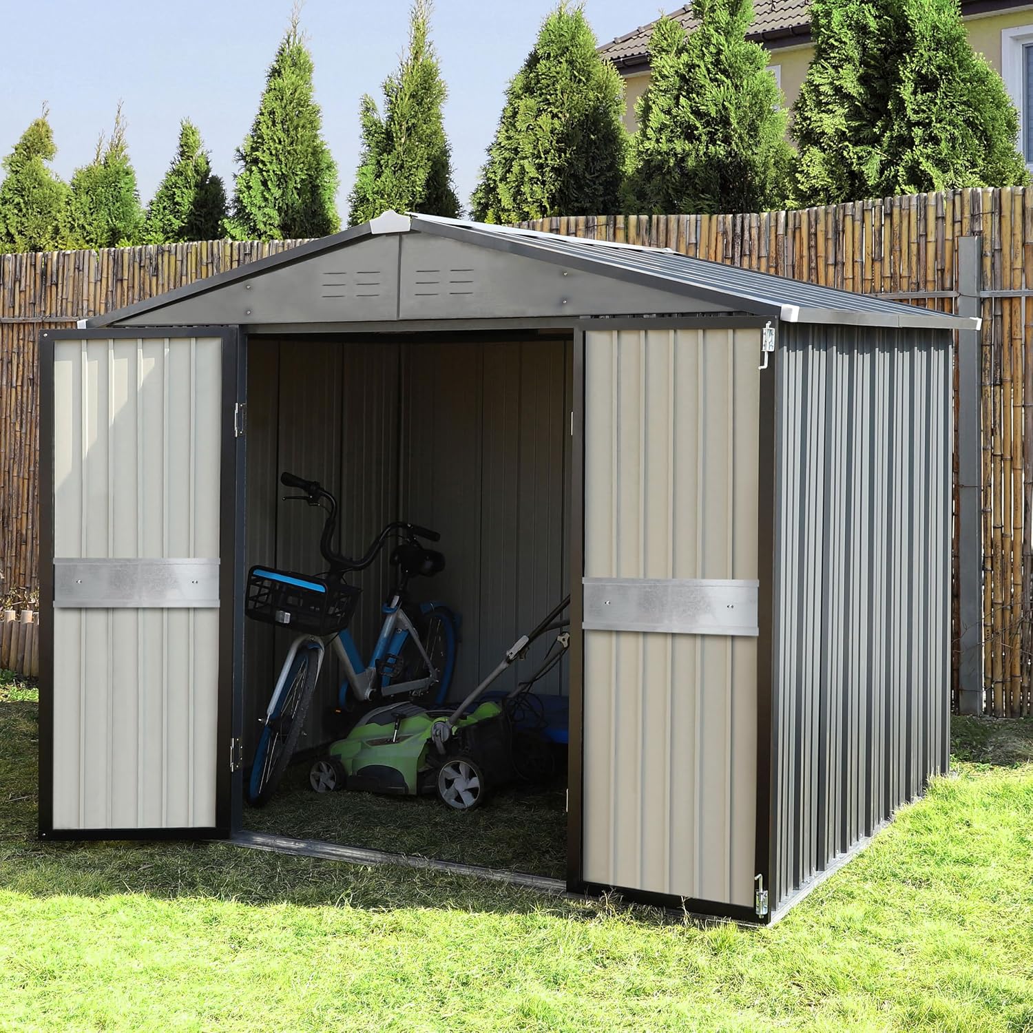10' x 10' Outdoor Storage Shed - Gardening Tools recension och pris