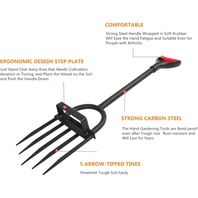 Heavy Duty 5 Tine Pitchfork Ga - Spade Digging Fork recension och pris
