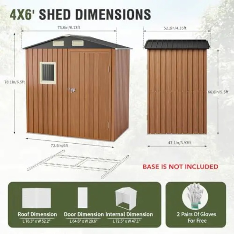 Outdoor Storage Shed 6x4 Ft, L - Gardening Tools recension och pris